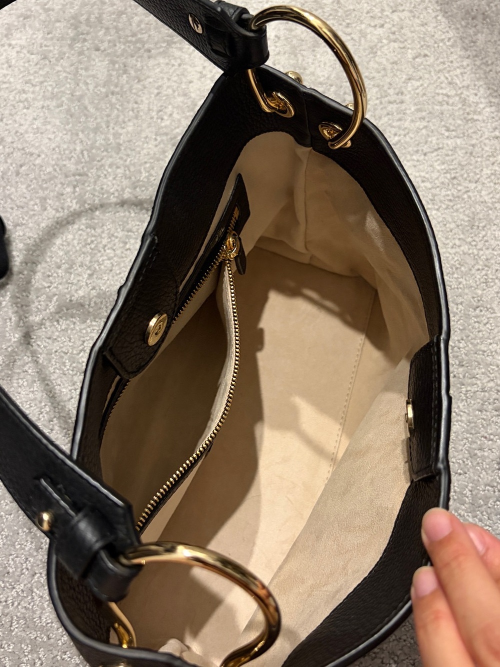 Strathberry Black Leather Shoulder Bag with Gold Hardware - Picture 2 of 6